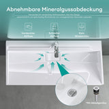 lavabo Glasvilla, lavabo à poser, lavabo suspendu, meuble vasque suspendu avec bonde, en fonte minérale, zone de vasque rectangulaire col19
