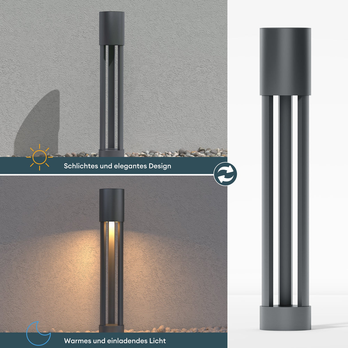 glasvilla Außenleuchte ⌀120xH700mm IP65 Wegeleuchte Außen | Pollerleuchte für Garten, 3000K Stehlampe Gartenlampe | Außenlampe Standleuchte 10W NeoForge