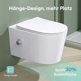 glasvilla Hänge WC Toilette Wand-WC Spülrandlos Weiß aus Keramik Wandmontage mit Absenkautomatik Aachen601