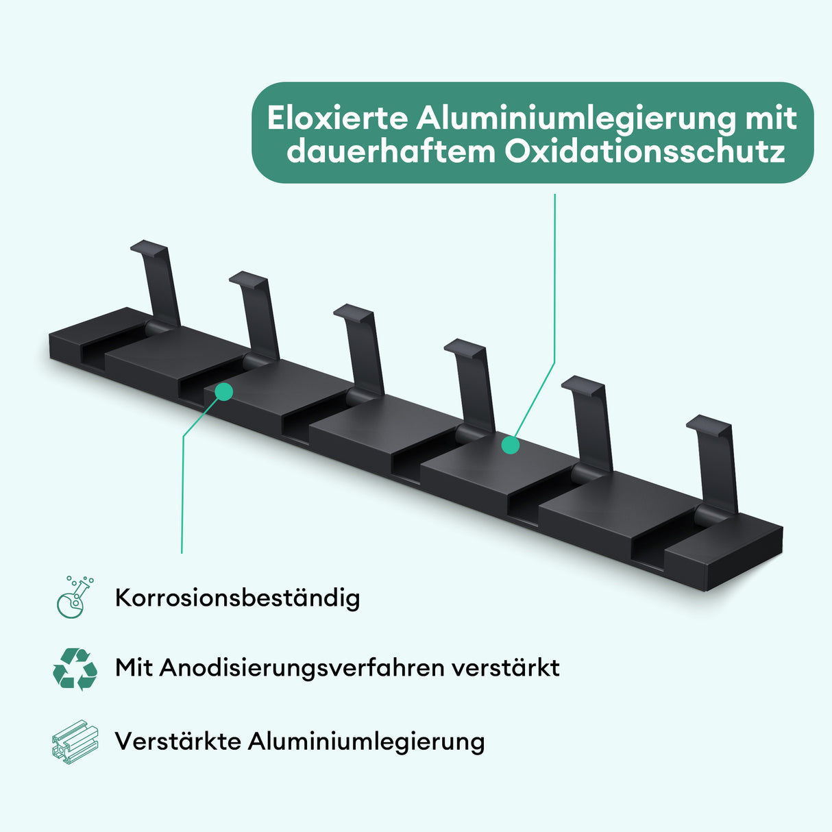 glasvilla Wandgarderobe Wandhaken aus Aluminium Garderobe mit klappbaren Haken Garderobenleiste Garderobenhaken Kleiderhaken