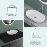 glasvilla Lavabo da Appoggio da Marmo Fuso Lavandino Bagno da Appoggio Colossum808