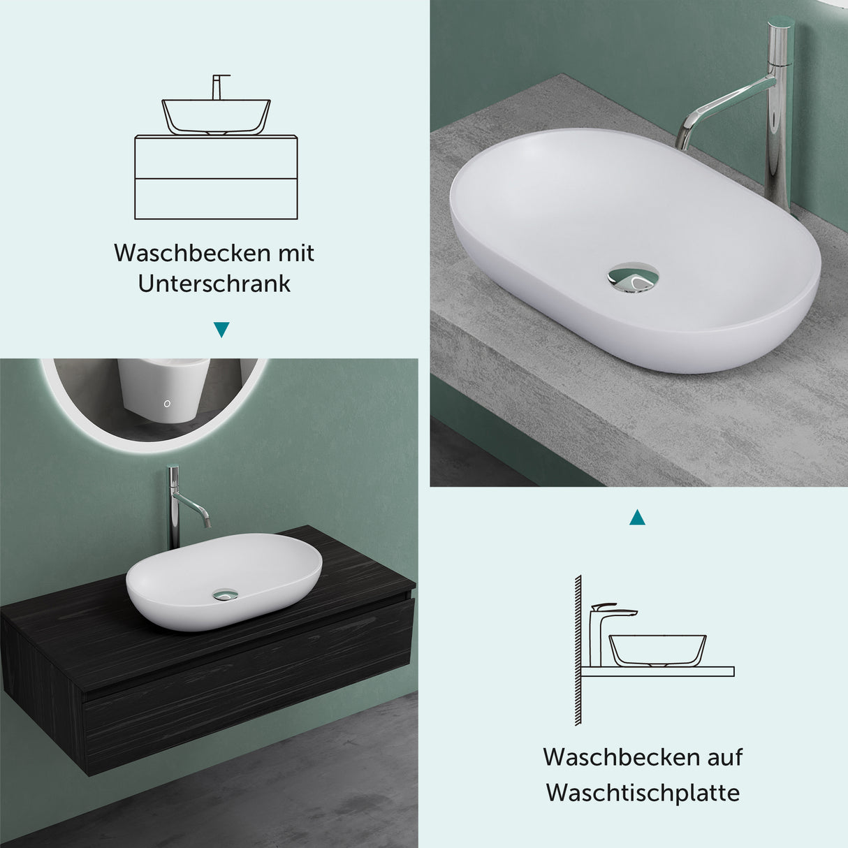 glasvilla Lavabo da Appoggio da Marmo Fuso Lavandino Bagno da Appoggio Colossum808