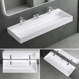 lavabo Glasvilla, lavabo à poser, lavabo suspendu, meuble vasque suspendu avec bonde, en fonte minérale, zone de vasque rectangulaire col19