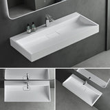lavabo Glasvilla, lavabo à poser, lavabo suspendu, meuble vasque suspendu avec bonde, en fonte minérale, zone de vasque rectangulaire col19