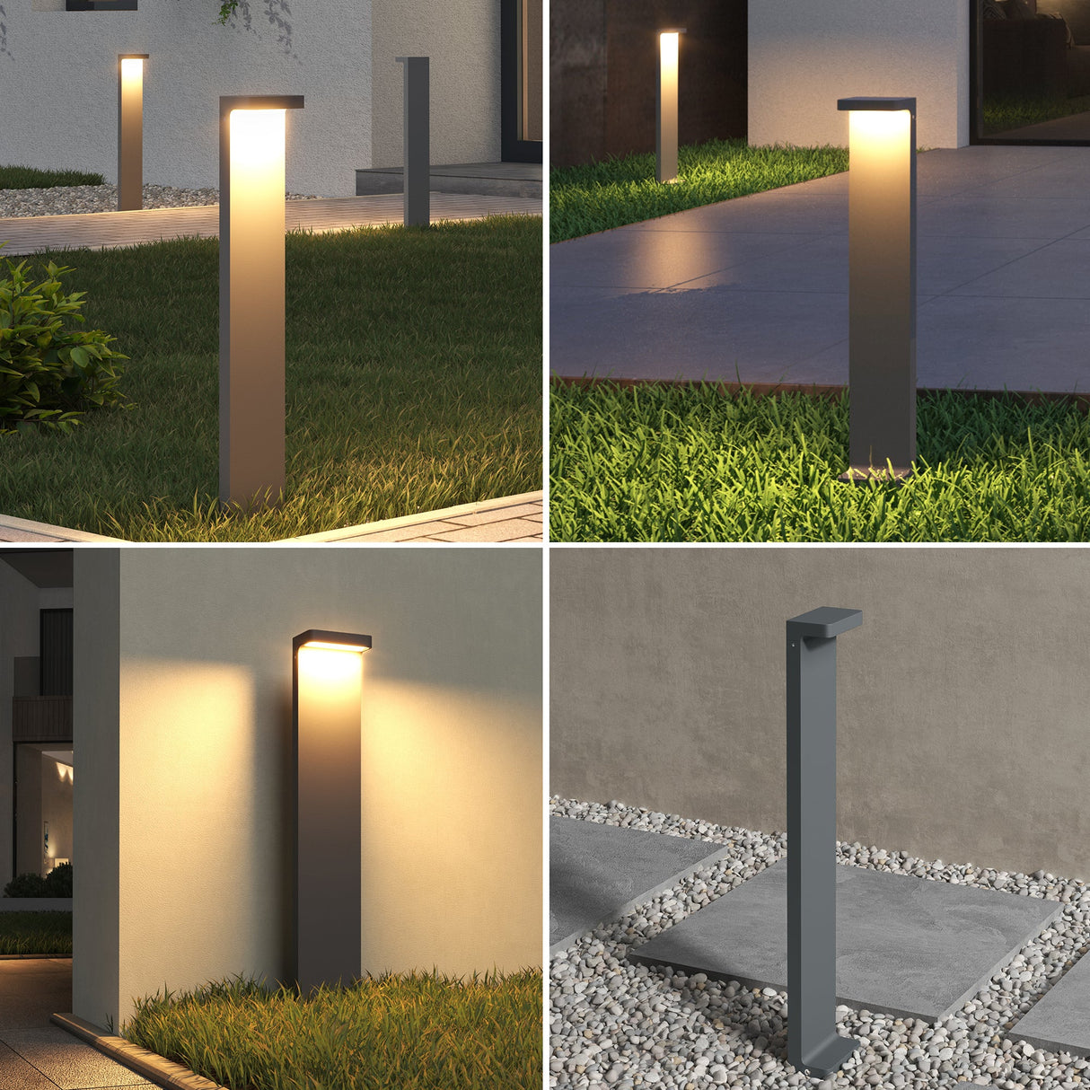 glasvilla Außenleuchte 10x6x60cm IP65 Wegeleuchte Außen | Pollerleuchte für Garten, 3000K Stehlampe Gartenlampe | Außenlampe Standleuchte 6W LumaTorch
