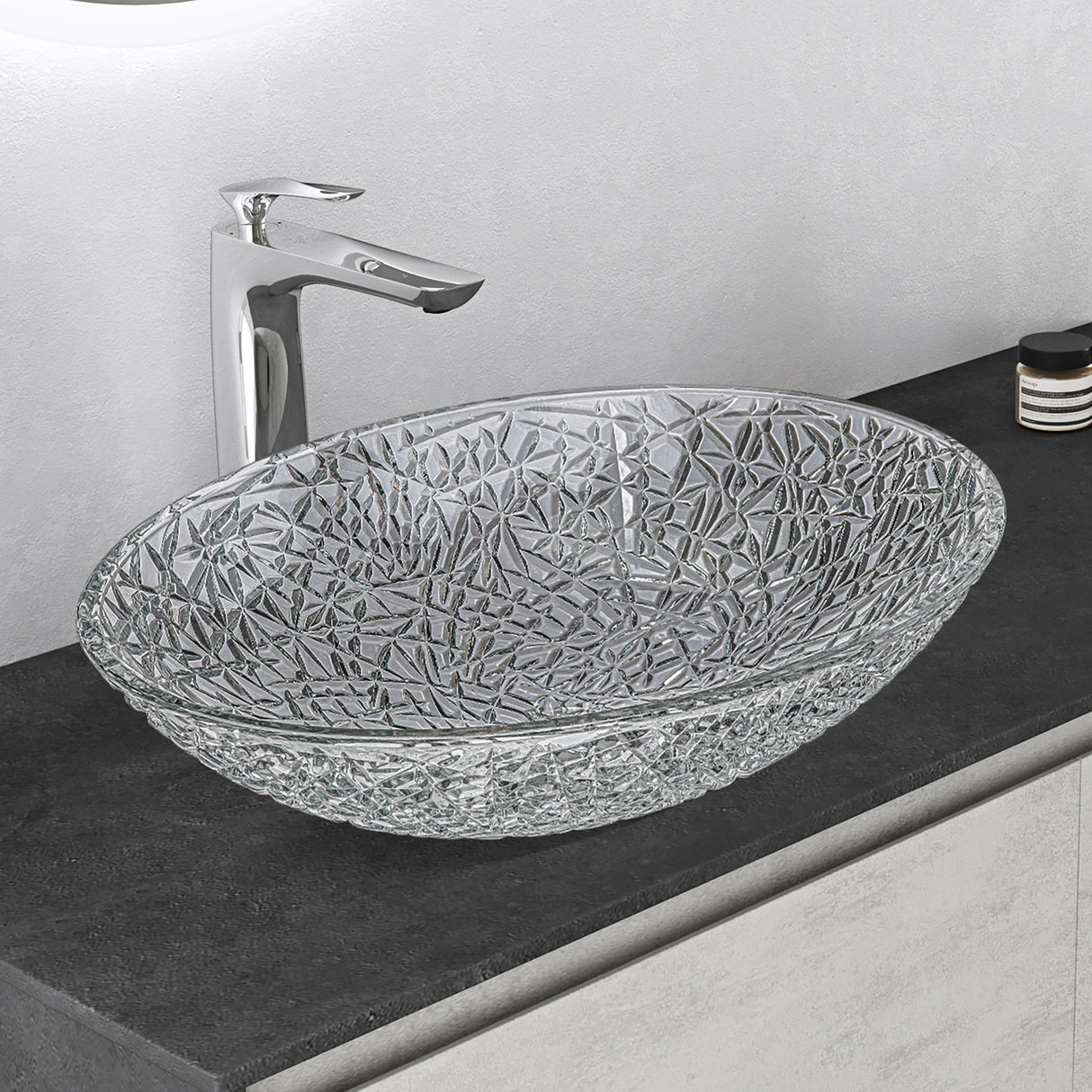 glasvilla Lavabo da Appoggio in Vetro Lavandino Bagno da Appoggio in Vetro Ovale