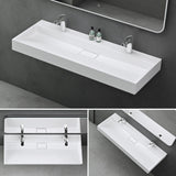 lavabo Glasvilla, lavabo à poser, lavabo suspendu, meuble vasque suspendu avec bonde, en fonte minérale, zone de vasque rectangulaire col19