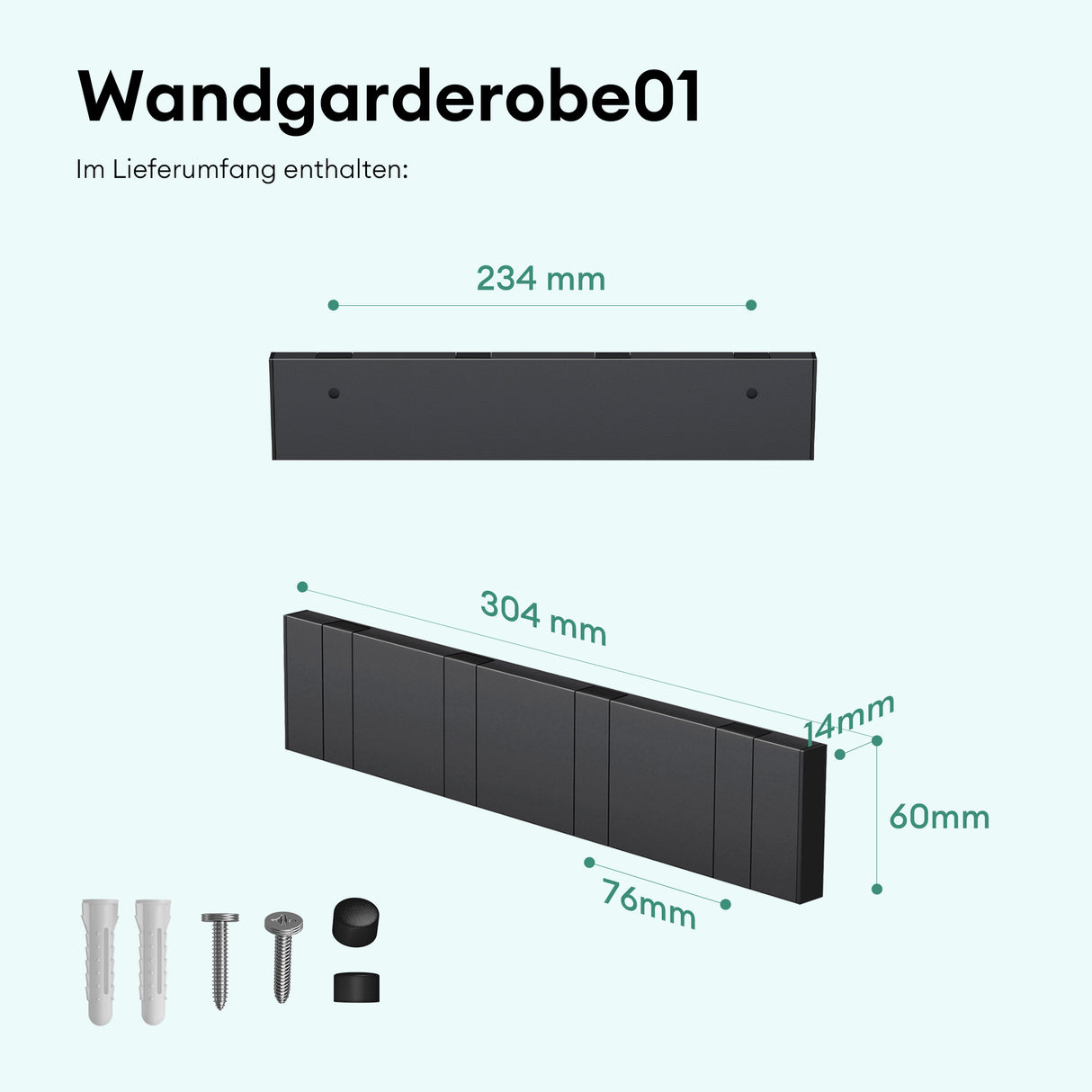 glasvilla Wandgarderobe Wandhaken aus Aluminium Garderobe mit klappbaren Haken Garderobenleiste Garderobenhaken Kleiderhaken