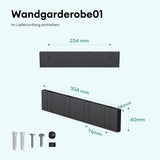 glasvilla Wandgarderobe Wandhaken aus Aluminium Garderobe mit klappbaren Haken Garderobenleiste Garderobenhaken Kleiderhaken