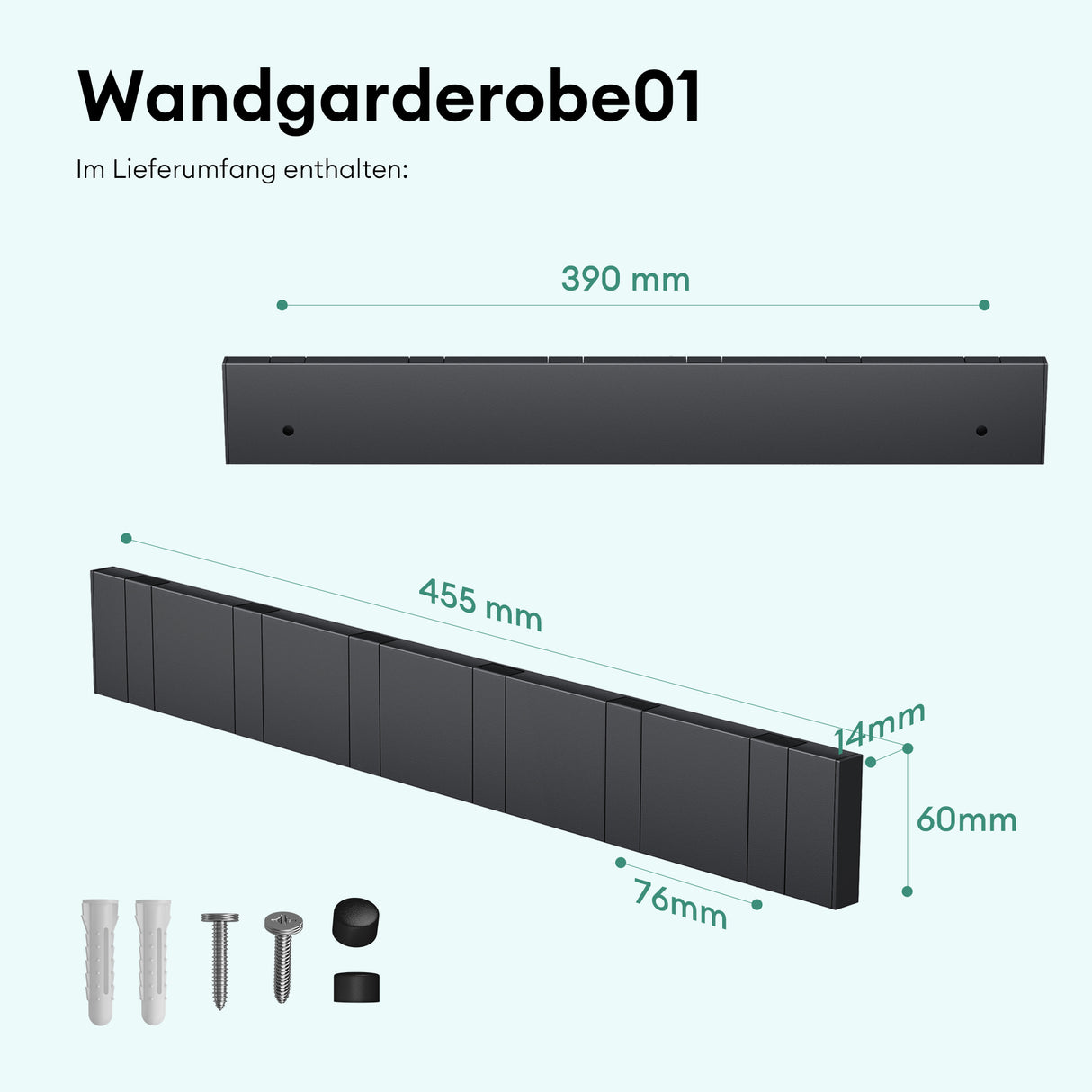 glasvilla Wandgarderobe Wandhaken aus Aluminium Garderobe mit klappbaren Haken Garderobenleiste Garderobenhaken Kleiderhaken