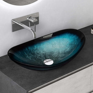 glasvilla Lavabo da Appoggio in Vetro Lavandino Bagno da Appoggio in Vetro Ovale