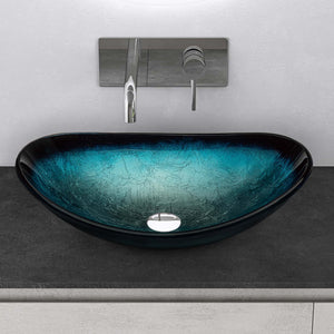 glasvilla Waschbecken Glas Aufsatzwaschbecken Glaswaschbecken Handwaschbecken Waschschale Oval Minerva08