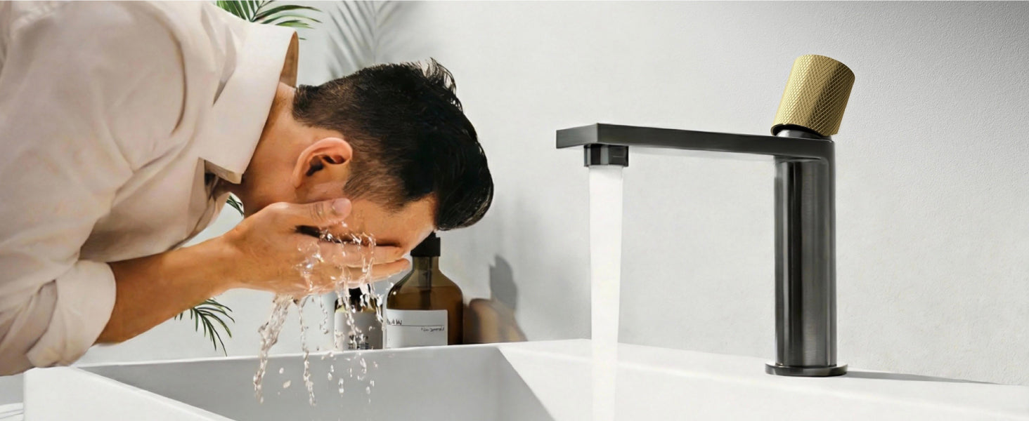 glasvilla Wasserhahn Bad Waschtischarmatur Einhebelmischer Mischbatterie Bad Armatur aus Edelstahl mit Wassersparfunktion DIN-Anschlüsse Fino-01