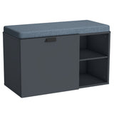 glasvilla Schuhbank mit Sitzfläche, Schuhregal mit Schiebetüren und offenen Fächern, gepolsterter Sitz, verstellbare Ablagen  80x37x50cm Zitta-01