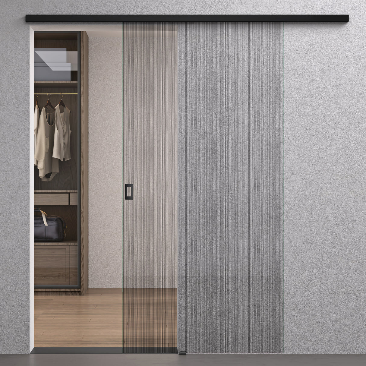 glasvilla Porta Scorrevole in Vetro Temperato 8mm, Binario e Maniglia in Lega di Alluminio per Bagno Cucina Studio Ufficio, Muranino-001