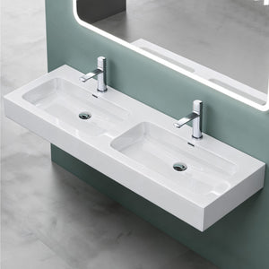 glasvilla Doppelwaschbecken Aufsatzwaschbecken Hängewaschbecken Waschbecken mineralguss Waschplatz Waschtisch Col830