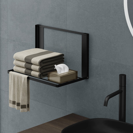 Porte-serviettes magnétique Glasvolla pour salle de bain, étagère pliable et murale sans perçage, 41 x 25 cm, multifonctionnel, pour réfrigérateur, salle de bain, cuisine - Folda-01