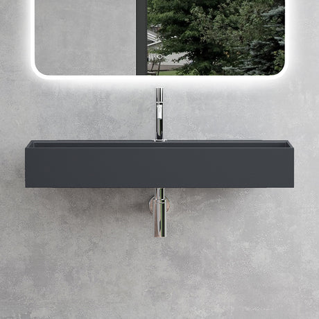 Lavabo à poser Glasvilla, lavabo suspendu en matériau minéral moulé avec trou de robinetterie Col6028