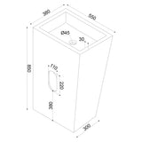 lavabo de diseño glasvilla freestanding Col38 blanco, de mineral, lavabo, BTH: 60x42x90cm