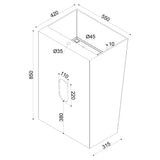 Vasque sur pied Glasvilla Design Col40 blanche, en résine minérale moulée, meuble sous-vasque, L x P x H : 55 x 42 x 85 cm