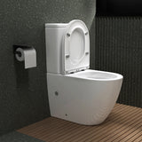 glasvilla Stand WC mit Spülkasten spülrandloses-WC bodenstehende-Toilette aus Keramik, weiß/matt schwarz  36x63x82cm, mit Absenkautomatik, inkl. Spülkasten, Stand179T