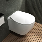 glasvilla Hänge WC Toilette Wand-WC Spülrandlos Weiß aus Keramik Wandmontage mit Absenkautomatik