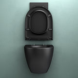 glasvilla Wand WC spülrandlos Schwarz Hänge WC spülrandlos Toilette WC mit Sitz Softclose