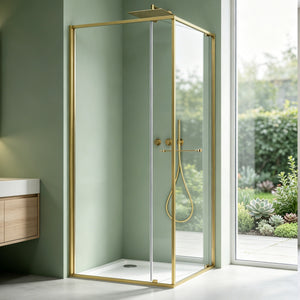glasvilla Duschkabine Eckeinstieg  mit Schiebetür nach innen, Eckdusche Duschabtrennung 195cm Höhe, 6mm ESG-Sicherheitsglas Nano-Beschichtung Ravenna69K