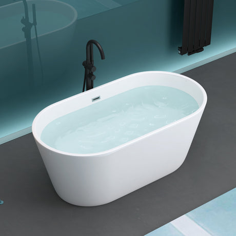 glasvilla Freistehende Badewanne Acryl Oval Acryl-Standbadewanne inkl. Pop Up Ablaufgarnitur Weiß