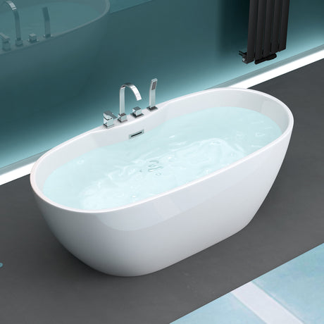 glasvilla Freistehende Badewanne Rechteck Sanitäracryl mit Armatur Standbadewanne