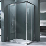 glasvilla Duschkabine mit Doppel-Schiebetür Duschtür Eckeinstieg Echtglas Lotuseffekt 6mm ESG-Sicherheitsglas Ravenna16K