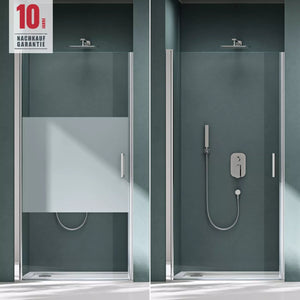 glasvilla Duschtür Nischentür Dusche Duschabtrennung Duschkabine Schwingtür 180° ESG-Sicherheitsglas mit Hebe- und Senkmechanismus Klarglas und Satiniert Streifen Teramo24K+MS D Neu