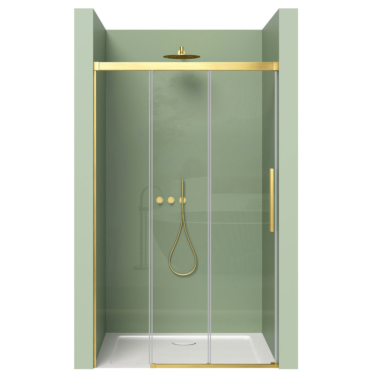 glasvilla Schiebetür für dusche, Nischentür 3-teilig Duschtür Duschakbine Duschabtrennung, 8mm Sicherheitsglas mit Nanobeschichtung, Soft-Close-System Teramo70K