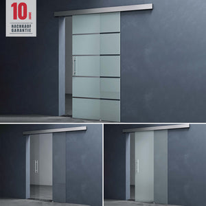 conjunto completo de puerta corredera de vidrio glasvilla Amalfi H: 2050mm, tipo de manija: manija de barra, incluye. automatismo de cierre suave, 8mm vidrio de seguridad ESG