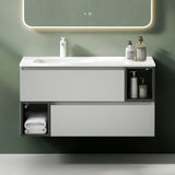 glasvilla Mobile Bagno Sospeso Mobinetto da bagno con Specchio e Lavabo da Marmo fuso, Gemini