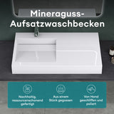 glasvilla lavabo lavabo suspendido lavabo sobre encimera mineral rectangular Col11