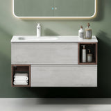 glasvilla Mobile Bagno Sospeso Mobinetto da bagno con Specchio e Lavabo da Marmo fuso, Gemini