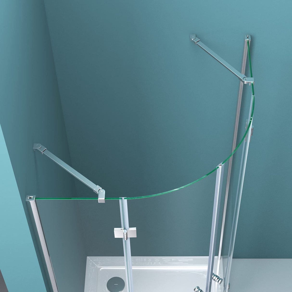glasvilla Viertelkreis Duschkabine Milchglas Runddusche Duschabtrennung 2 Pendeltüren 6mm ESG-Sicherheitsglas Nano-Beschichtung R02K+VS