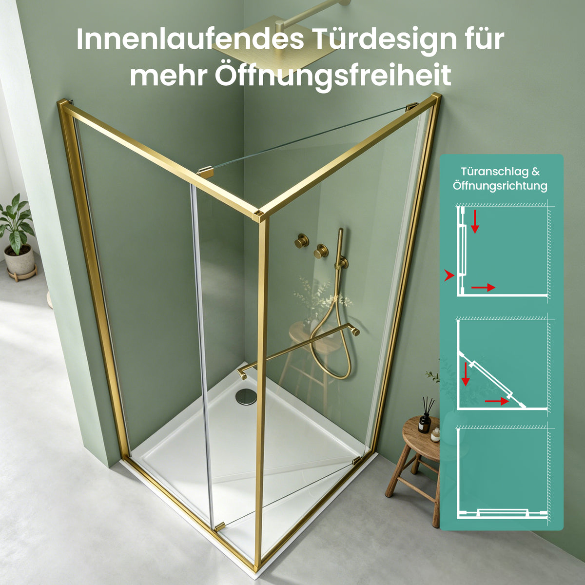 glasvilla Duschkabine Eckeinstieg  mit Schiebetür nach innen, Eckdusche Duschabtrennung 195cm Höhe, 6mm ESG-Sicherheitsglas Nano-Beschichtung Ravenna69K