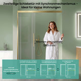 glasvilla Schiebetür für dusche, Nischentür 3-teilig Duschtür Duschakbine Duschabtrennung, 8mm Sicherheitsglas mit Nanobeschichtung, Soft-Close-System Teramo70K