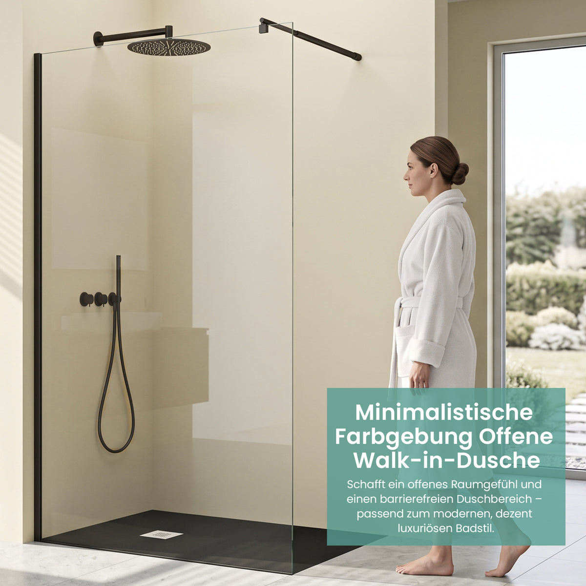 glasvilla Duschwand für Dusche Duschabtrennung Walk-In Dusche Duschtrennwand Schwarz 10mm ESG-Sicherheitsglas NANO Klarglas BRAM1/BRAM3 Bremen02K