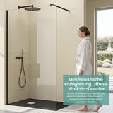 glasvilla Duschwand für Dusche Duschabtrennung Walk-In Dusche Duschtrennwand Schwarz 10mm ESG-Sicherheitsglas NANO Klarglas BRAM1/BRAM3 Bremen02K