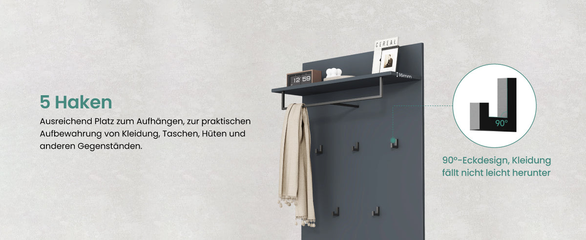 Hakenbereich mit 5 Haken