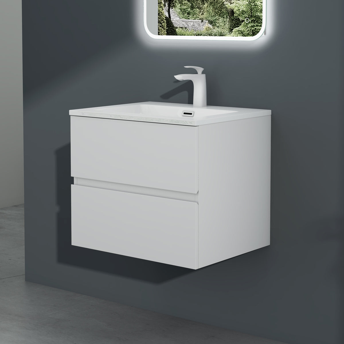 glasvilla Badmöbel-Set Waschtisch mit Unterschrank inkl. Soft-Close Waschbecken aus Mineralguss mit 2 Schubladen, Serie Aqualis