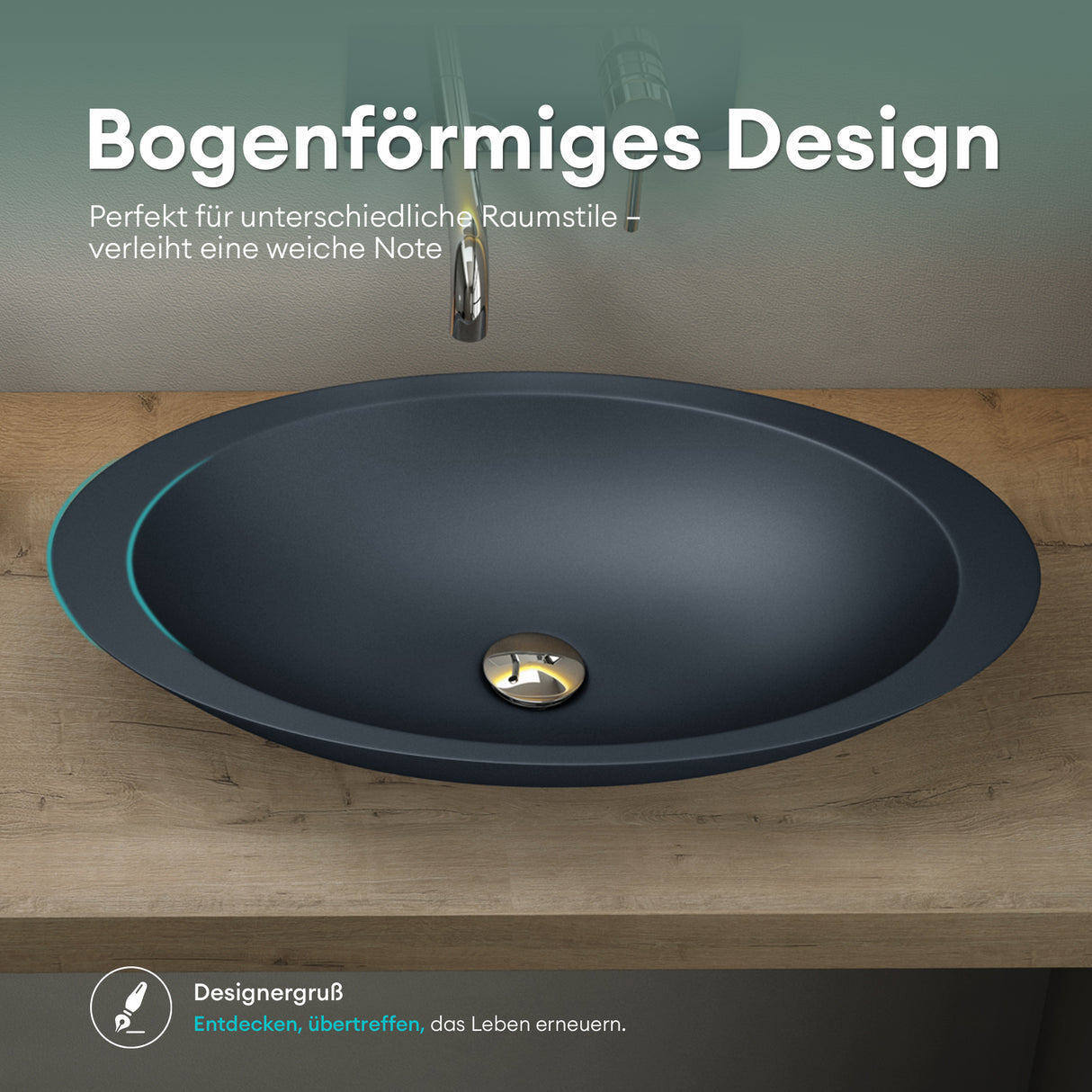 Glasvilla Lavabo sobre encimera de mineral fundido Col802, Diseño moderno, superficie suave y resistente