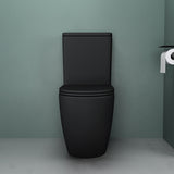 glasvilla Stand WC mit Spülkasten spülrandloses-WC bodenstehende-Toilette aus Keramik, weiß/matt schwarz  36x63x82cm, mit Absenkautomatik, inkl. Spülkasten, Stand179T