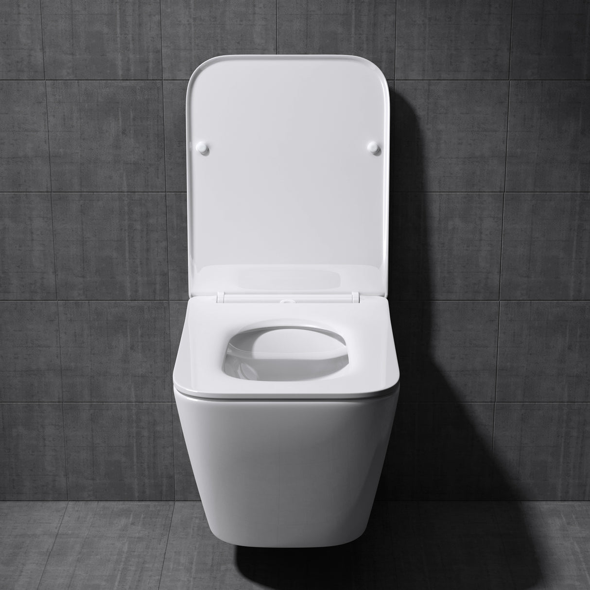 glasvilla Hänge WC Toilette Wand-WC Spülrandlos Weiß aus Keramik Wandmontage mit Absenkautomatik