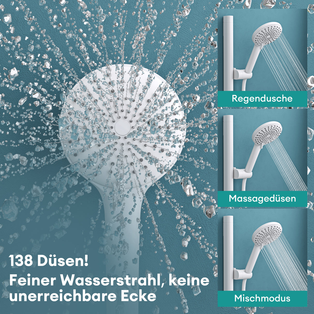 sistema de ducha glasvilla con termostato, conjunto completo de grifería de ducha con bloqueo de seguridad, ducha regulable en altura con 3 tipos de chorro y salida inferior de latón sistema de ducha9