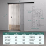 glasvilla Porta Scorrevole in Vetro Temperato 8mm, Binario e Maniglia in Lega di Alluminio per Bagno Cucina Studio Ufficio, Muranino-001