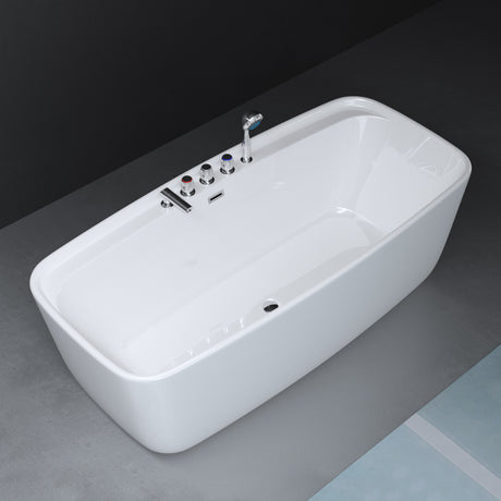 glasvilla Bañera Independiente Rectangular Acrílico Sanitario con Grifería Bañera de Pie